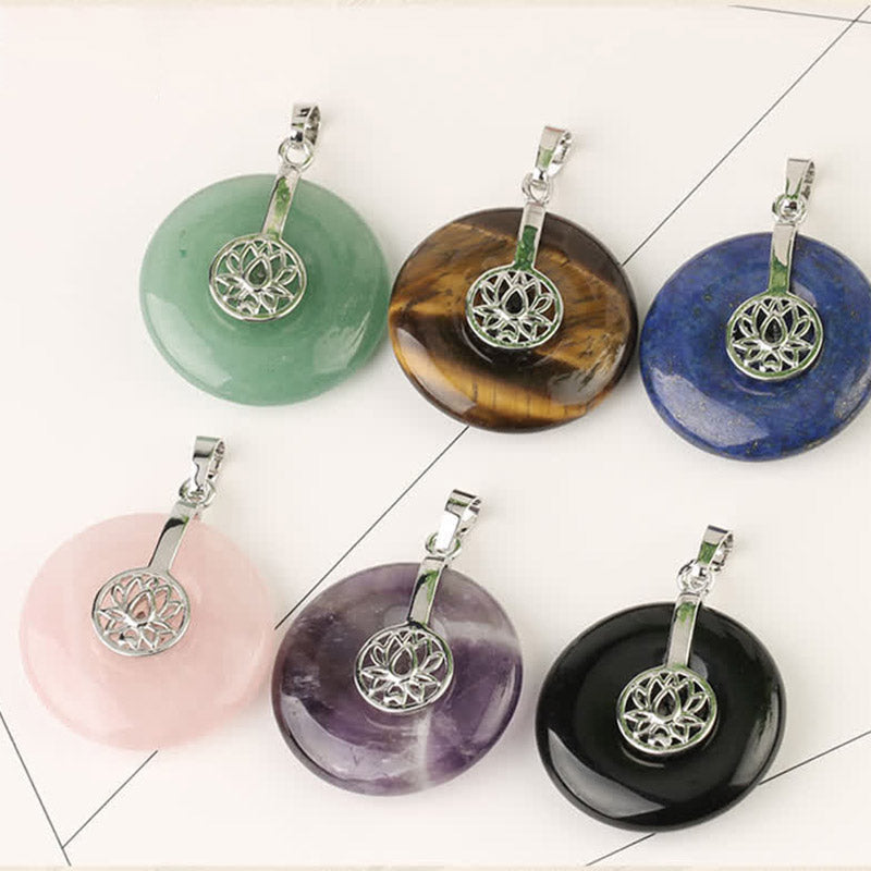 Nimara Ritual Various Crystal Amethyst Pink Crystal Lotus Healing Necklace Pendant