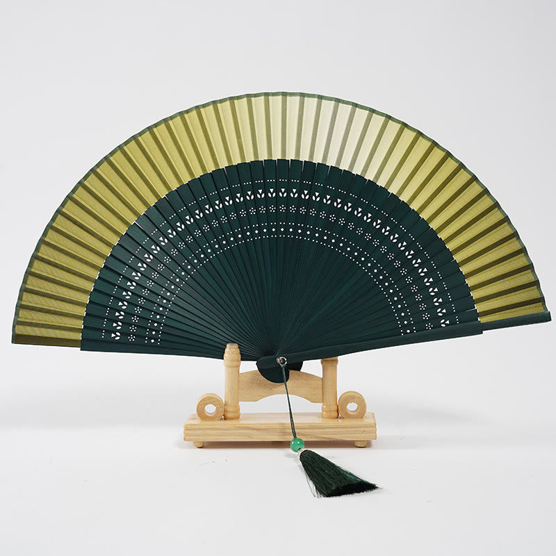 Nimara Ritual Gradient Color Hollow Engraved Handheld Bamboo Folding Fan