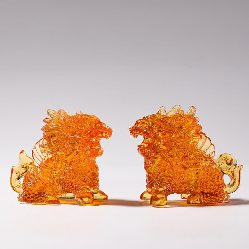 Nimara Ritual Feng Shui Kirin Handmade Liuli Crystal Art Piece Home Office Decoration