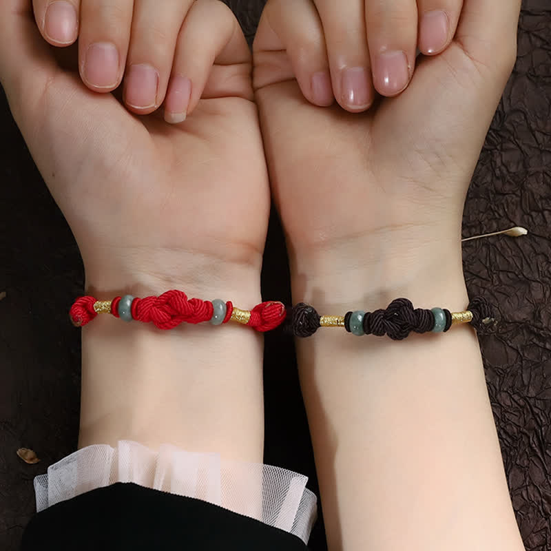 Nimara Ritual Red String Jade Luck Fortune Knot Braided String Bracelet