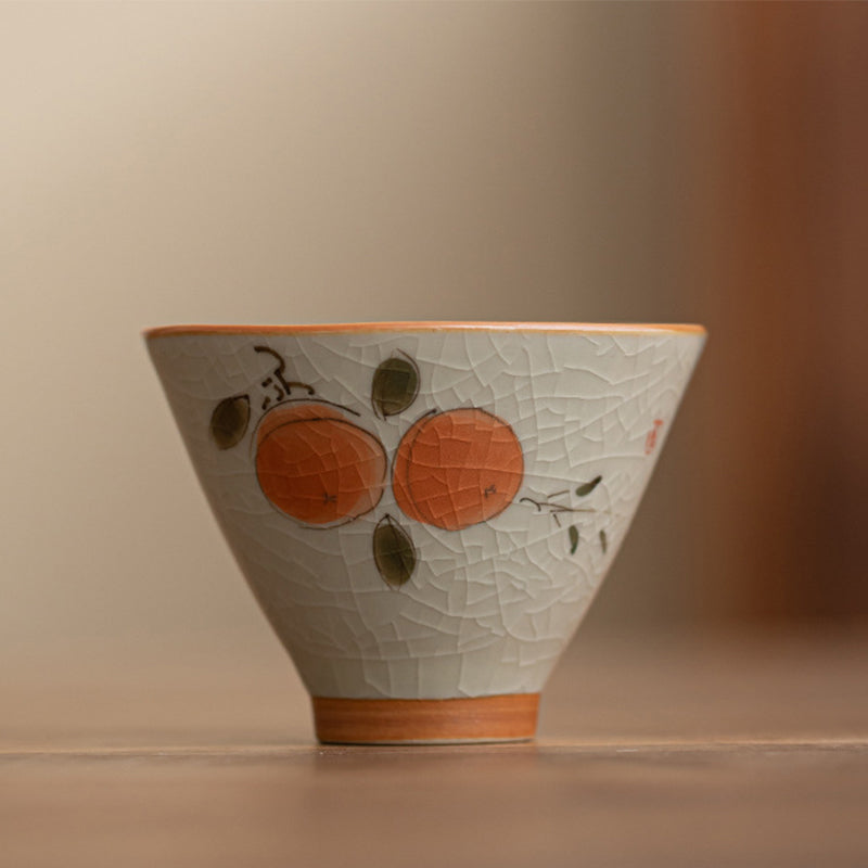 Nimara Ritual Persimmon Boat Koi Fish Lotus Ceramic Teacup Kung Fu Tea Cup 50ml