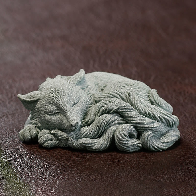 Nimara Ritual Small Nine Tailed Fox Protection Home Tea Pet Figurine Decoration