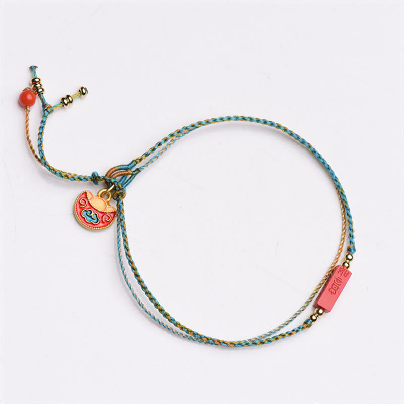 Nimara Ritual Handmade Cinnabar As One Wishes Blessing Braid Double Layer Bracelet