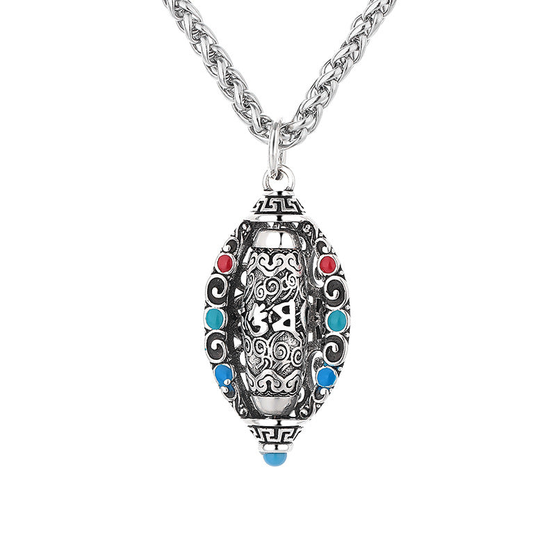 Nimara Ritual Tibetan Om Mani Padme Hum Purity Rotatable Necklace Pendant