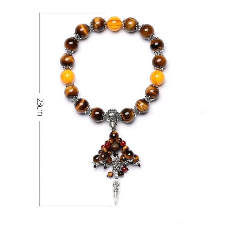 Nimara Ritual Natural Tiger Eye Red Agate Dragon Vein Agate Stone Vajra Dorje Power Healing Bracelet Car Decoration