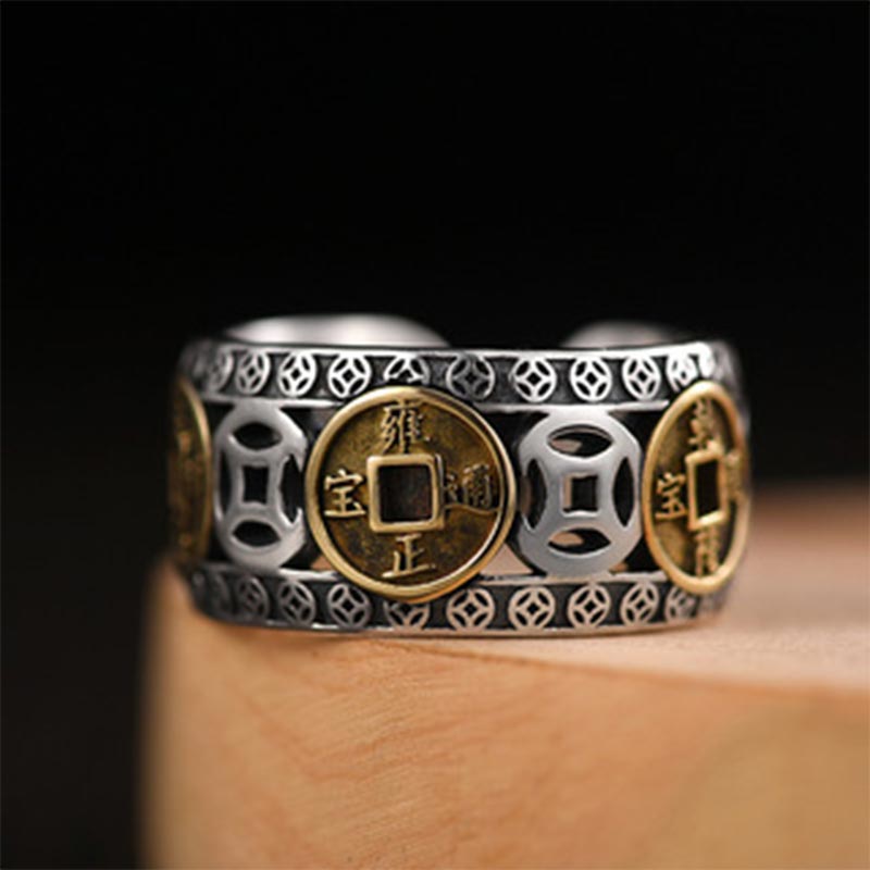 Nimara Ritual Five-Emperor Coins Balance Adjustable Ring