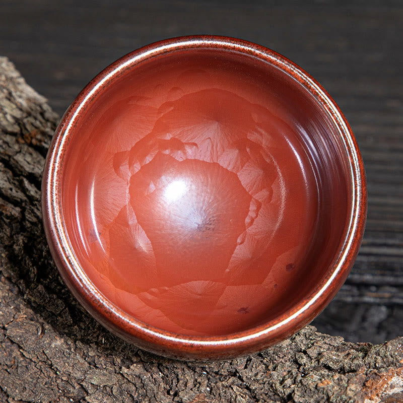 Nimara Ritual Handmade Chinese Jianzhan Lotus Design Ceramic Teacup Kung Fu Tea Cup