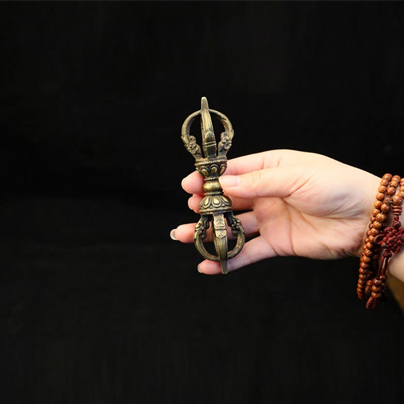 Nimara Ritual Handmade Nepal Five Prong Three Prong Vajra Dorje Strength Copper Decoration