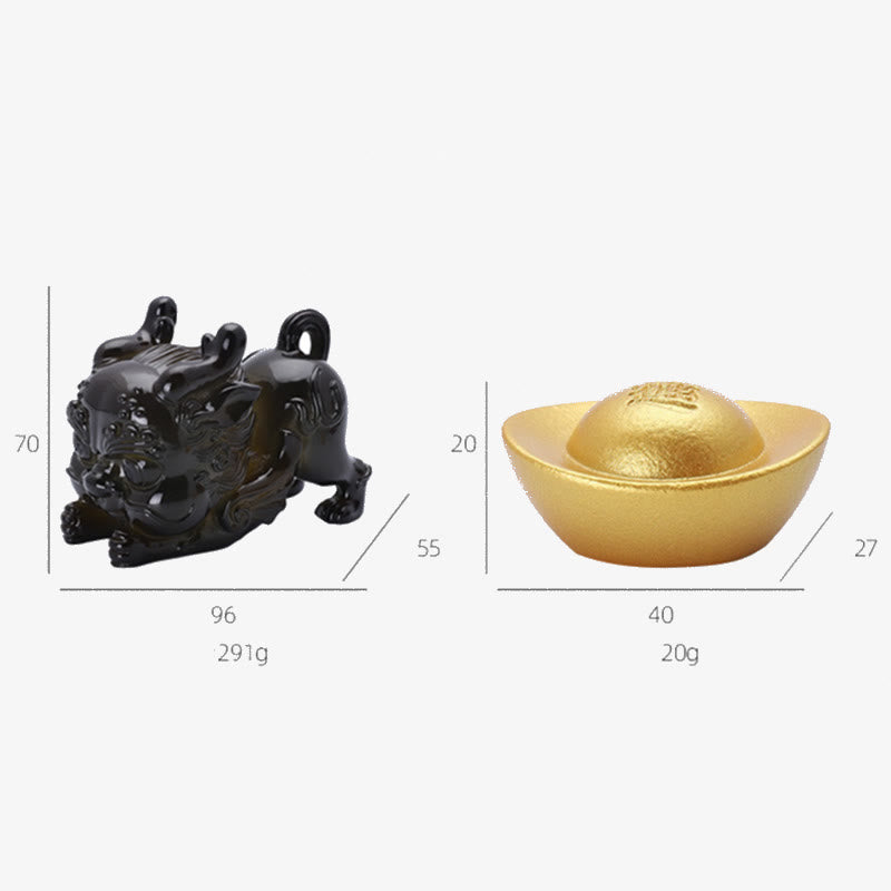 Nimara Ritual Color Changing Small PiXiu Ingot Resin Tea Pet Wealth Home Figurine Decoration