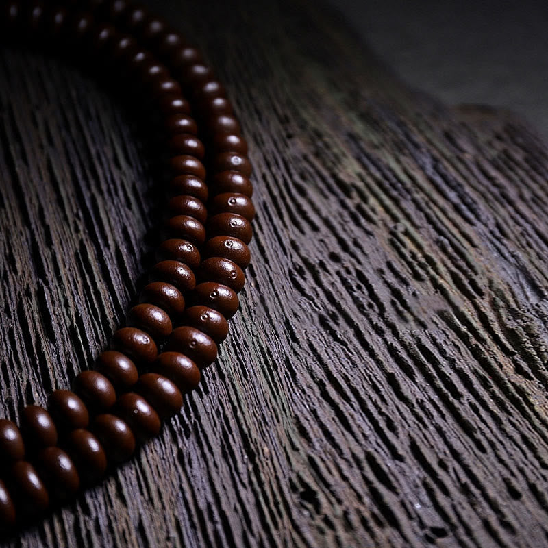 Nimara Ritual Natural Tibet 108 Mala Beads Purple Bodhi Seed Three-eyed Dzi Bead Copper Dorje Harmony Bracelet