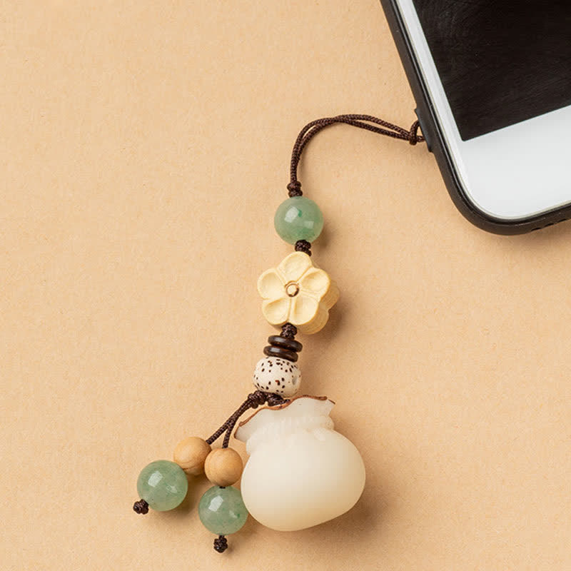 Nimara Ritual Natural Bodhi Seed Money Bag Flower Blessing Prosperity Keychain
