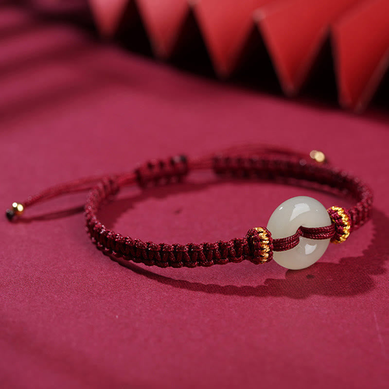 Nimara Ritual Peace Buckle Jade Abundance Braided Bracelet
