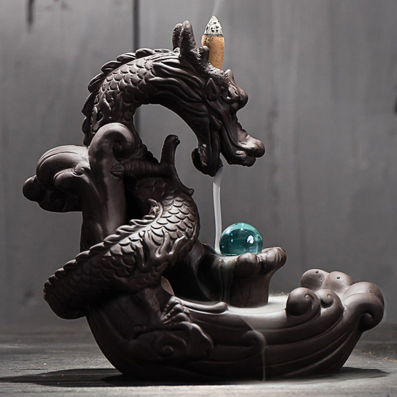 Nimara Ritual Tibetan Dragon Protection Incense Burner Decoration