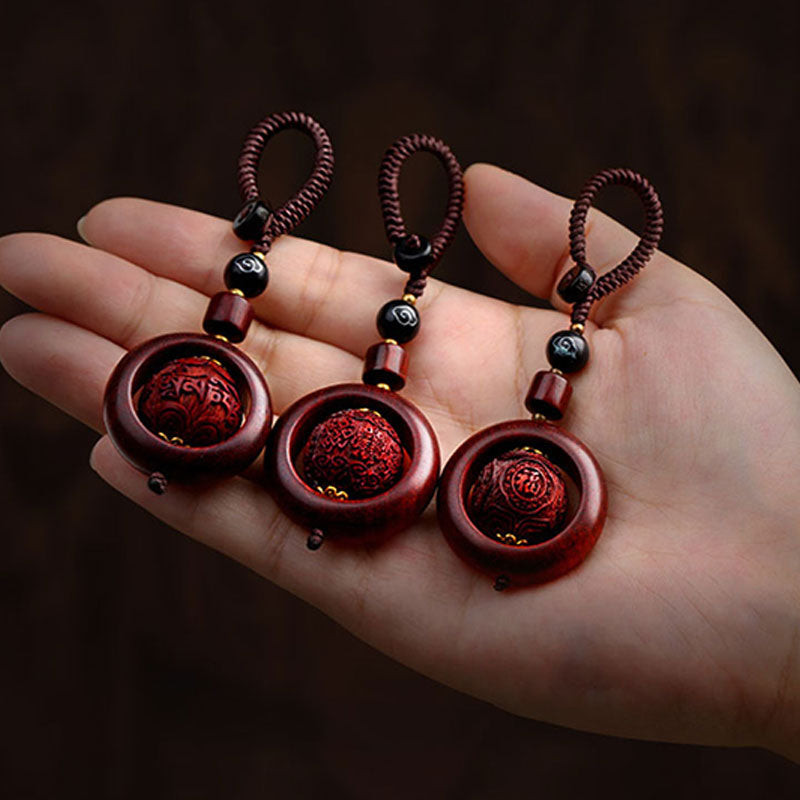 Nimara Ritual Tibetan Small Leaf Red Sandalwood Ebony Luck Protection Rotation Decoration