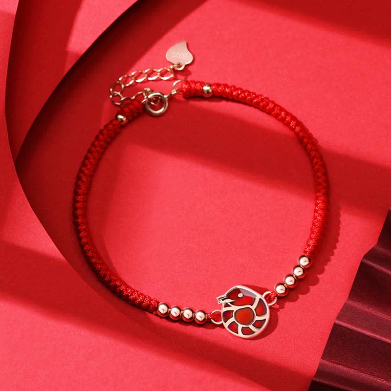 Nimara Ritual 925 Sterling Silver Chinese Zodiac Luck Faith Discolor Red String Bracelet