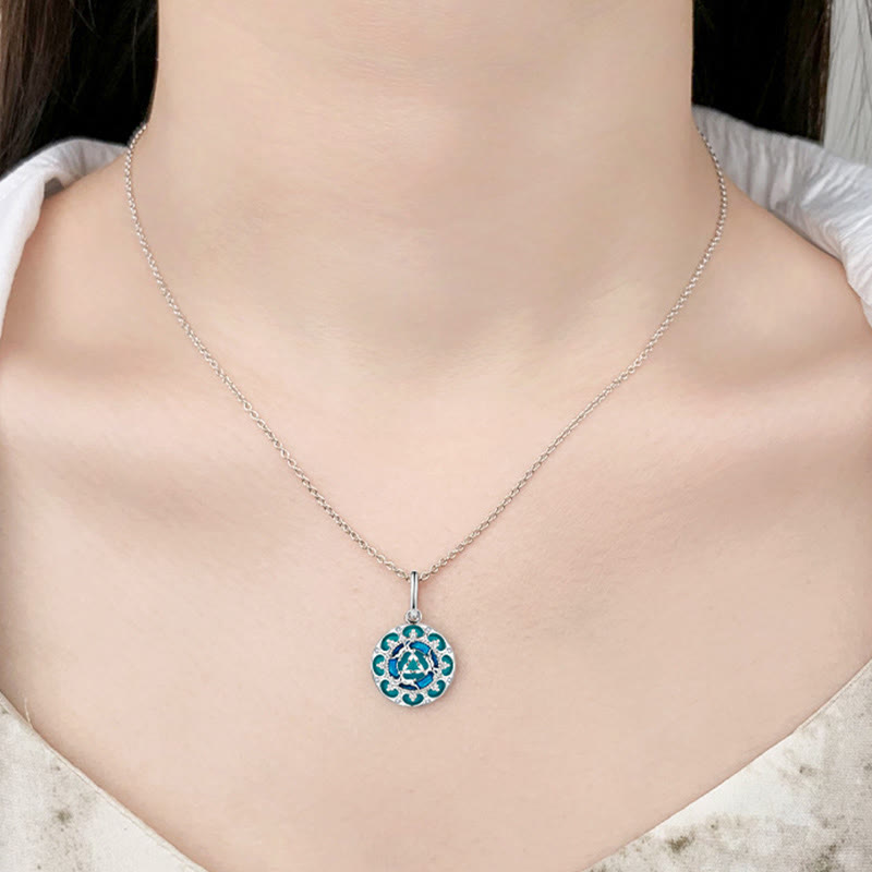 Nimara Ritual 925 Sterling Silver Round Turquoise Three Rabbits Balance Necklace Pendant