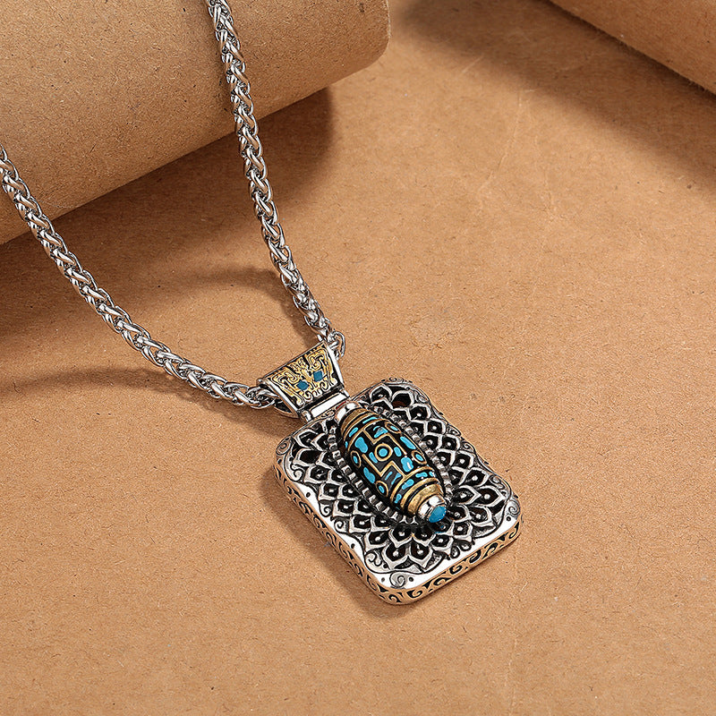 Nimara Ritual Nine-Eye Dzi Bead Design Copper Healing Rotatable Necklace Pendant
