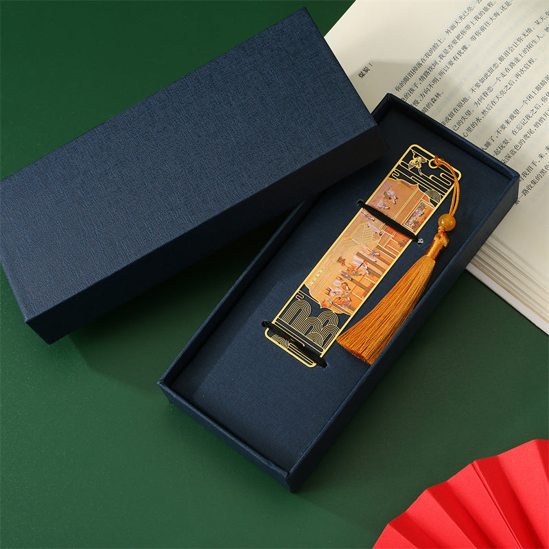 Nimara Ritual A Panorama of Rivers and Mountains Metal Hollow Bookmarks Tassel With Gift Box