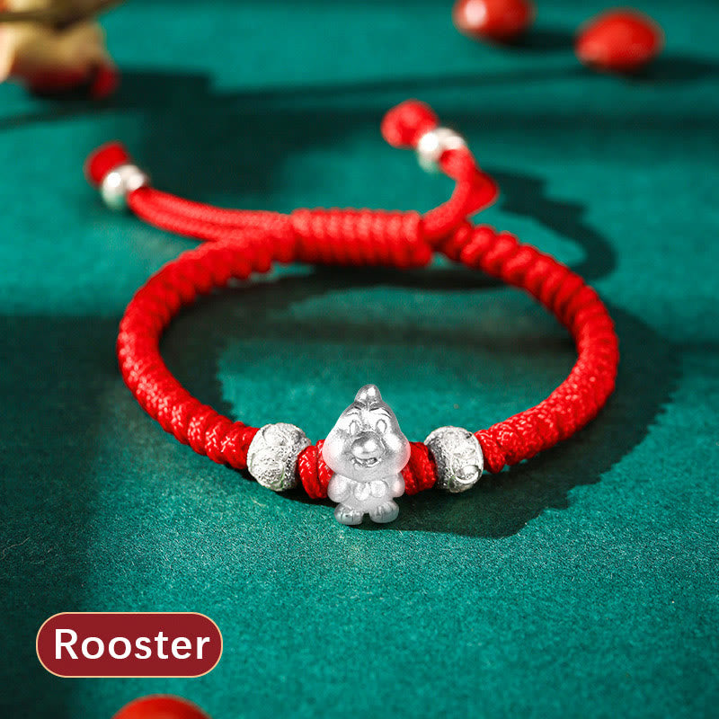 Nimara Ritual 999 Sterling Silver Chinese Zodiac Red Rope Luck Handcrafted Kids Bracelet