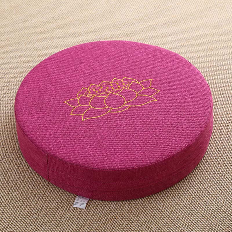 Nimara Ritual Lotus Embroidery Cotton Linen Meditation Seat Cushion
