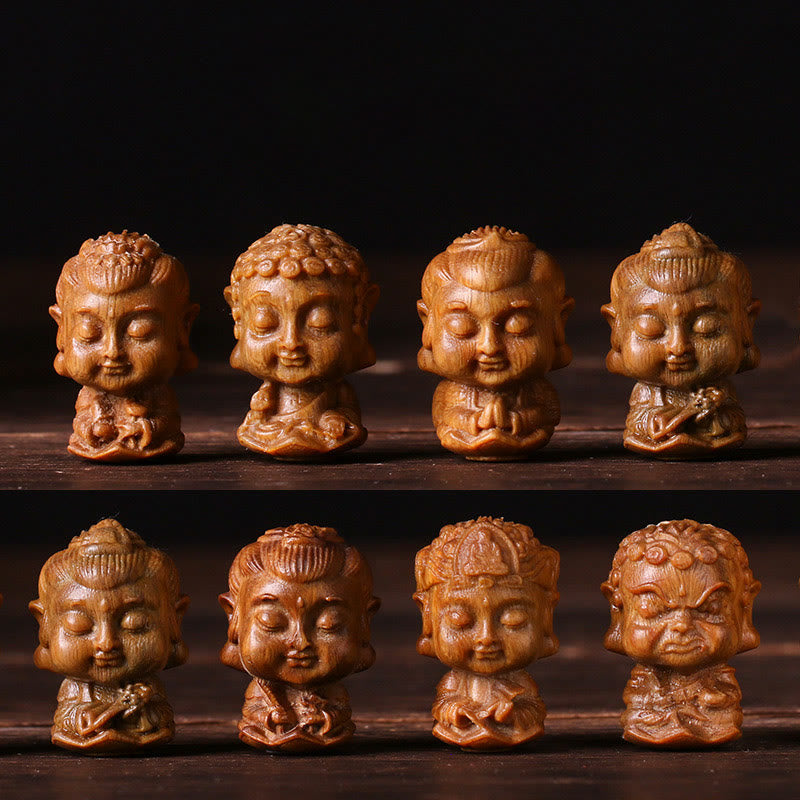 Nimara Ritual Chinese Zodiac Natal Buddha Green Sandalwood Lotus Engraved Positive Home Decoration