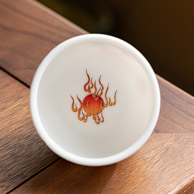 Nimara Ritual Dragon Phoenix Auspicious Clouds Ceramic Teacup Kung Fu Tea Cup With Gift Box