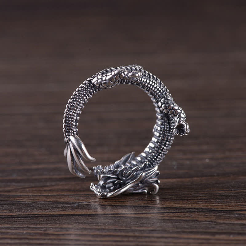 Nimara Ritual 925 Sterling Silver Dragon Luck Protection Ring