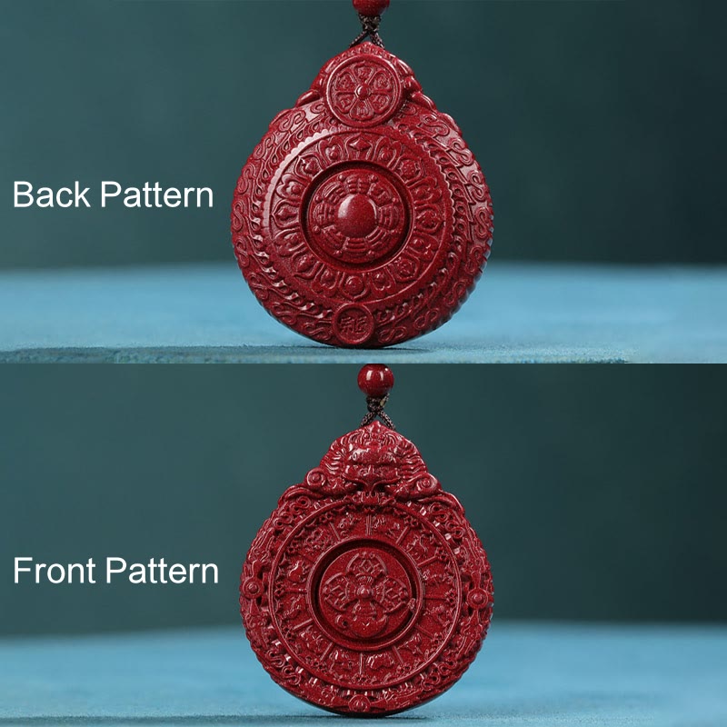 Nimara Ritual Chinese Zodiac Natural Cinnabar Bagua Amulet Keep Away Evil Spirits Necklace Pendant