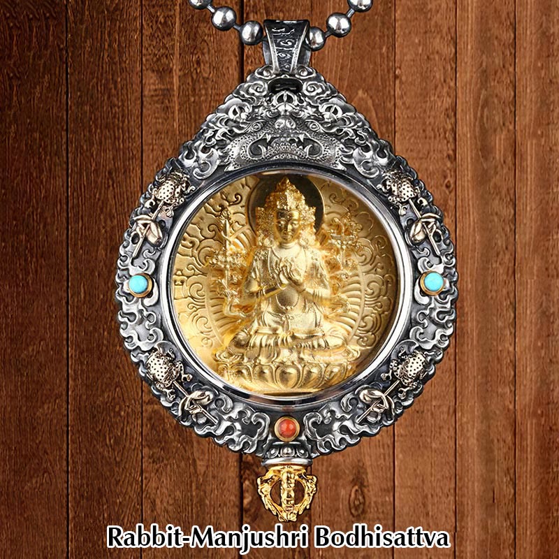 Nimara Ritual Chinese Zodiac Natal Buddha Thangka Nine Palaces Eight Diagrams Wealth Rotatable Necklace Pendant