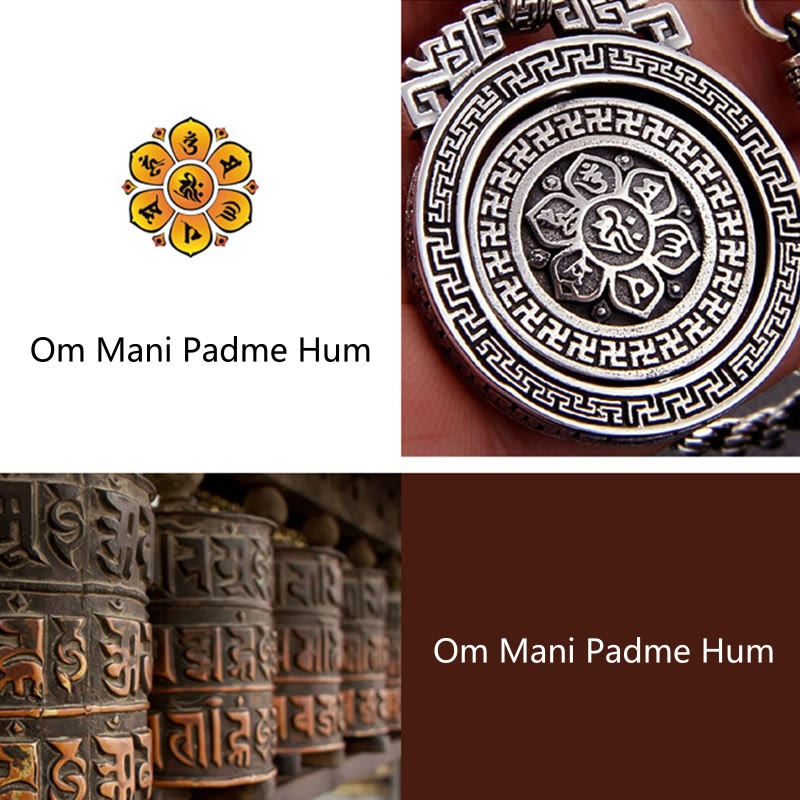 Nimara Ritual Tibetan Om Mani Padme Hum Double Dorje Vajra Rotatable Purity Peace Necklace Pendant