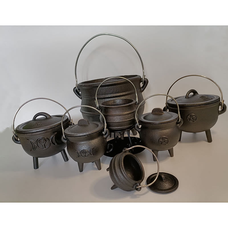 Nimara Ritual Cast Iron Cauldron Prayer Altar Burning Holder Incense Sage Smudging Rituals Use Items
