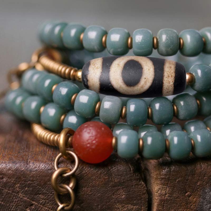 Nimara Ritual 108 Mala Beads Bodhi Seed Dzi Bead Wisdom Bracelet