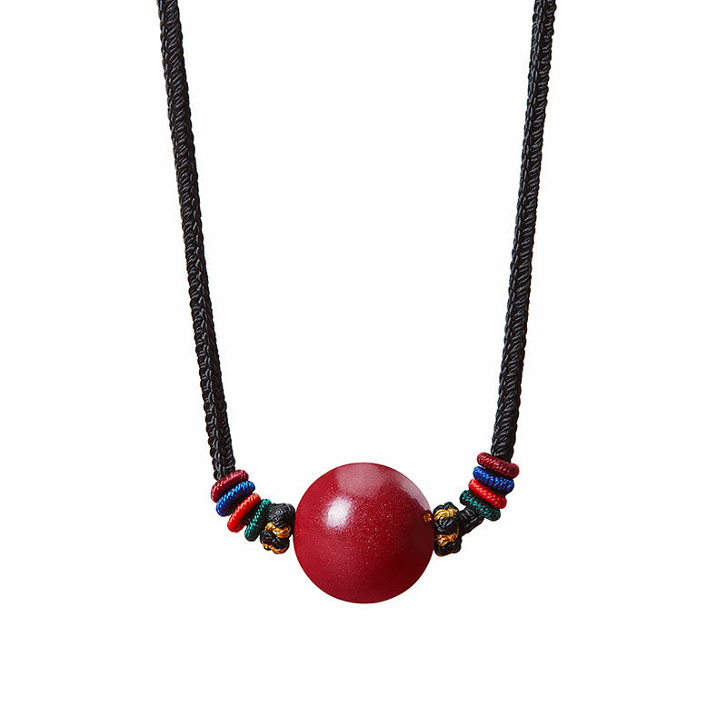 Nimara Ritual Cinnabar Bead Blessing String Necklace Pendant