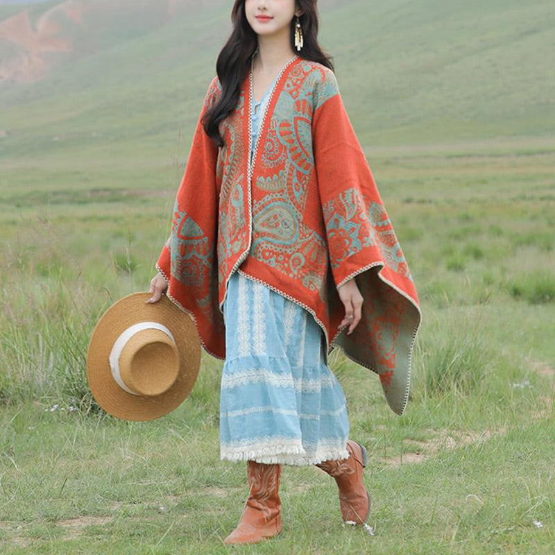 Nimara Ritual Tibetan Shawl Simple Pattern Winter Cozy Travel Scarf Wrap