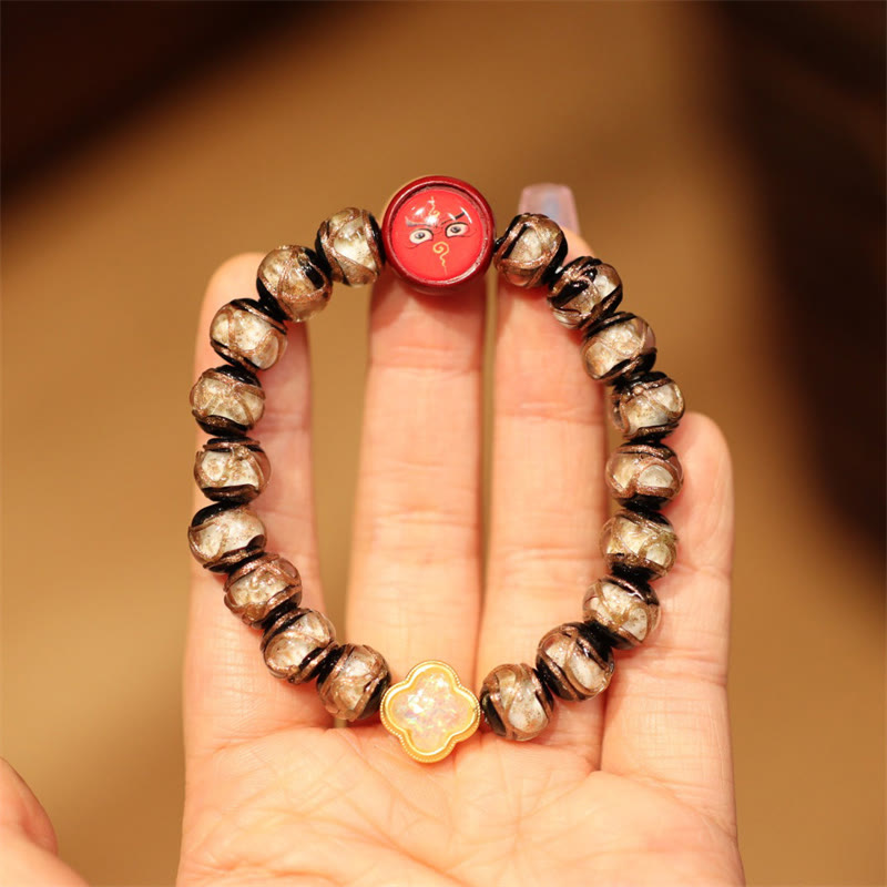 Nimara Ritual Tibetan Gold Swallowing Beast Family Five God Of Wealth Thangka Fortune Bead Bracelet