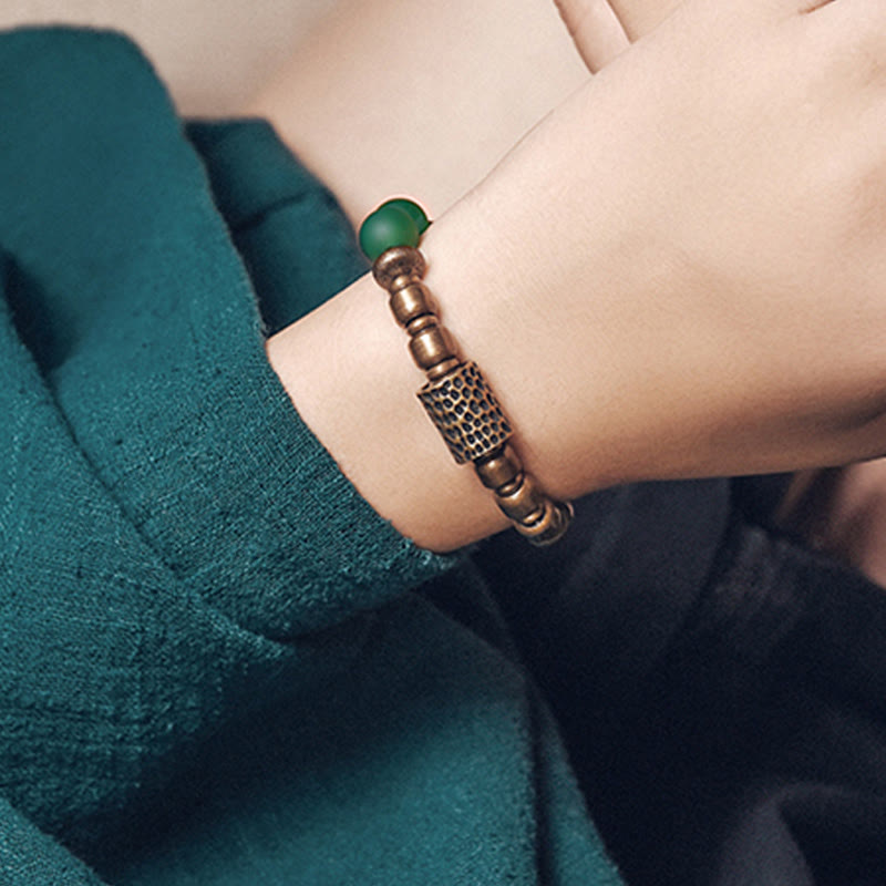 Nimara Ritual Tibetan Red Agate Green Agate Copper Confidence Fortune Bracelet