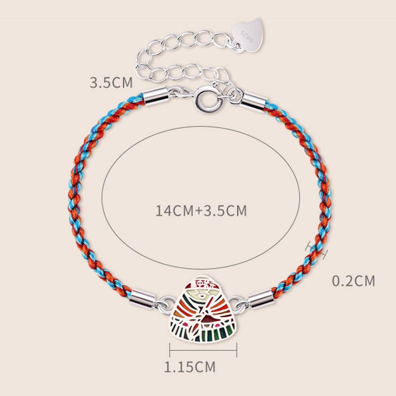 Nimara Ritual 925 Sterling Silver Zongzi Pattern Luck Multicolored Handcrafted Bracelet