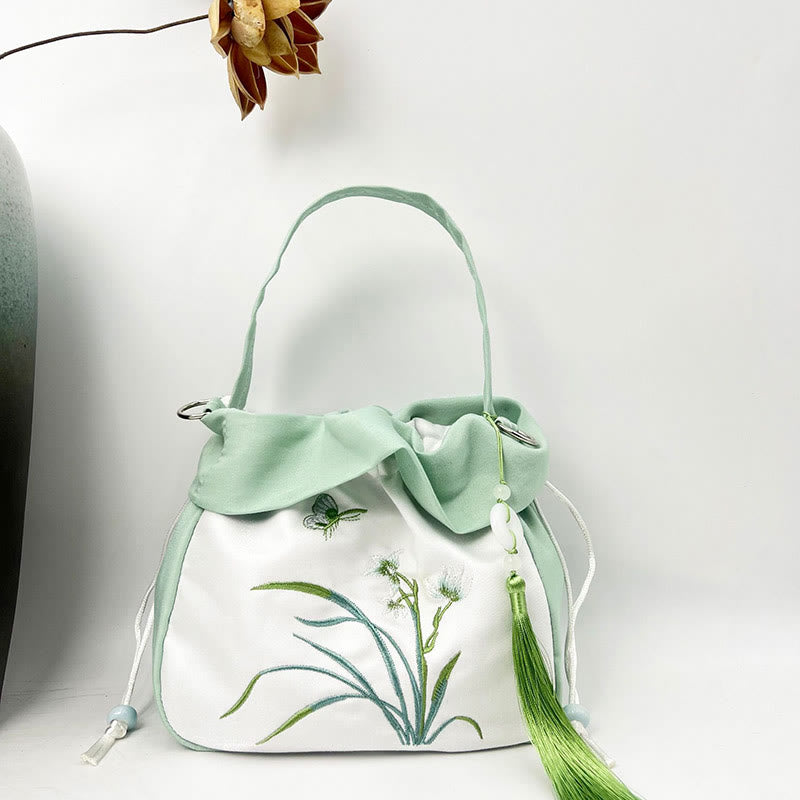 Nimara Ritual Suzhou Embroidery Camellia Magnolia Peony Lotus Silk Tote Crossbody Bag Shoulder Bag Handbag