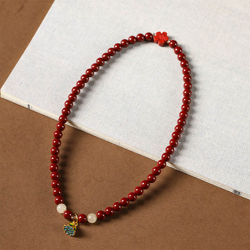 Nimara Ritual Cinnabar Lotus Charm Double Wrap Blessing Bracelet