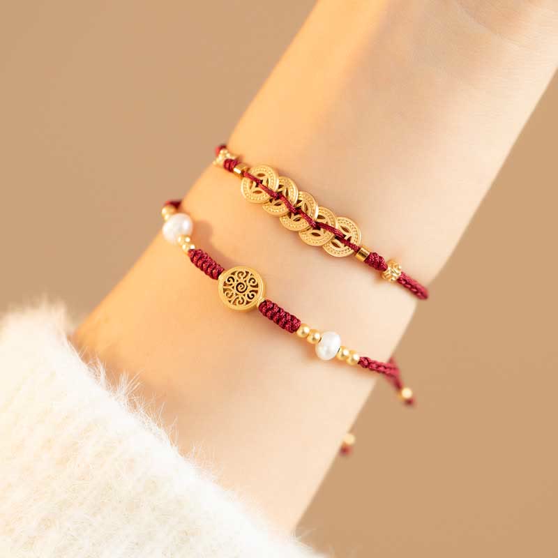 Nimara Ritual Copper Coin Fortune Tree Luck Strength Braided Bracelet