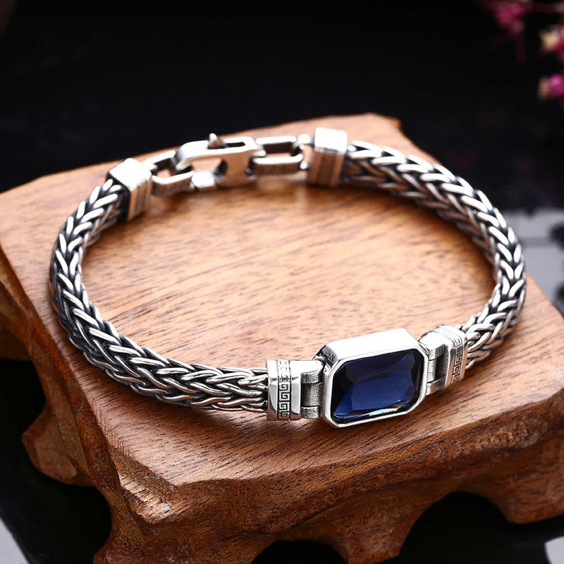 Nimara Ritual Retro Blue Acrylic Dragon Keel Braided Design Healing Wealth Buckle Bracelet