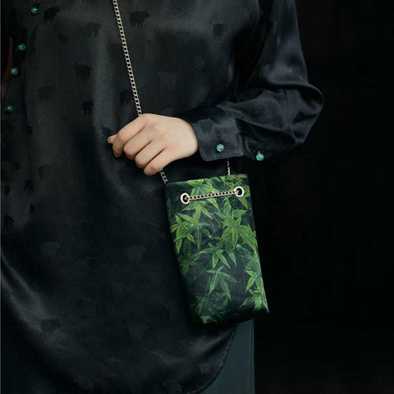 Nimara Ritual Small Maple Leaf Persimmon Metal Chain Crossbody Bag Shoulder Bag Cellphone Bag