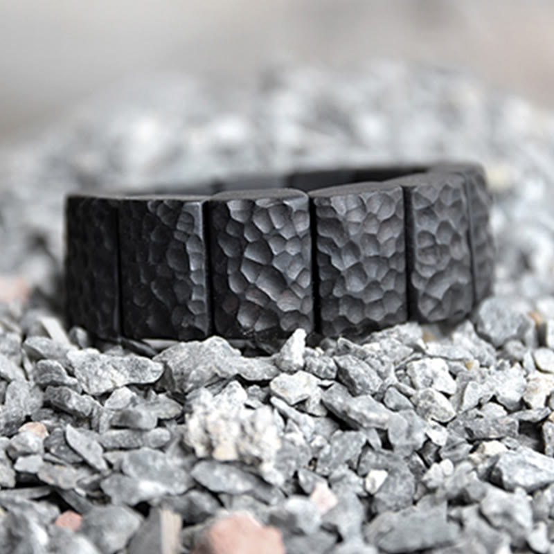 Nimara Ritual Vintage Ebony Wood Texture Peace Couple Bracelet