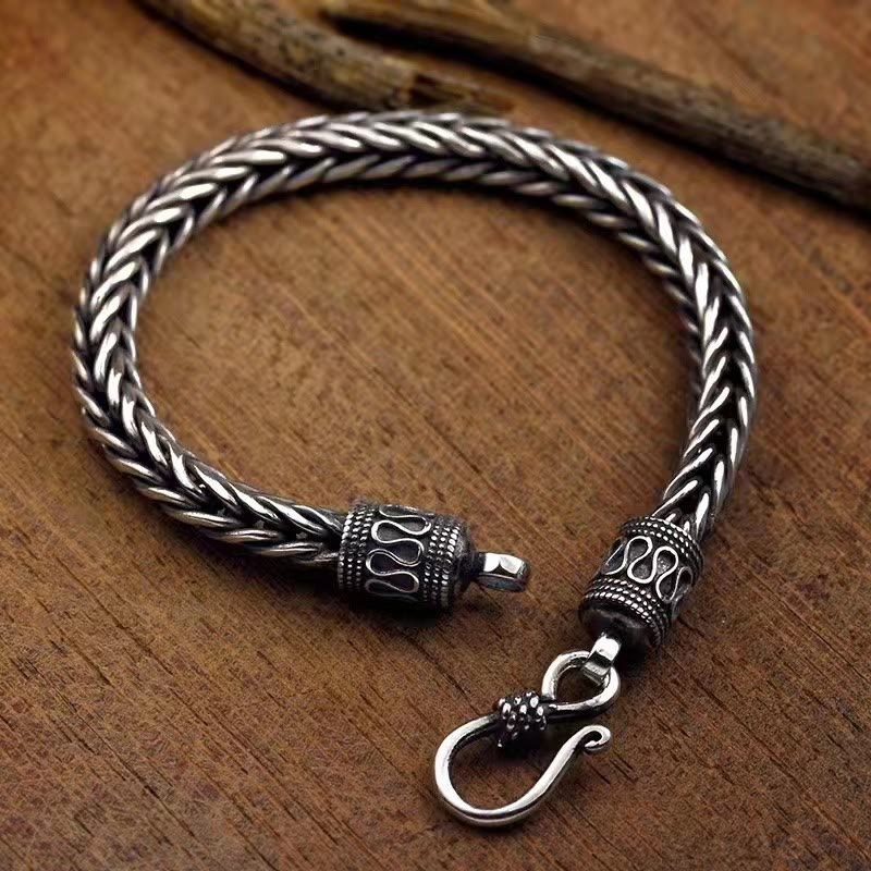 Nimara Ritual Vintage Dragon Keel Braided Twisted Design Wealth Buckle Bracelet