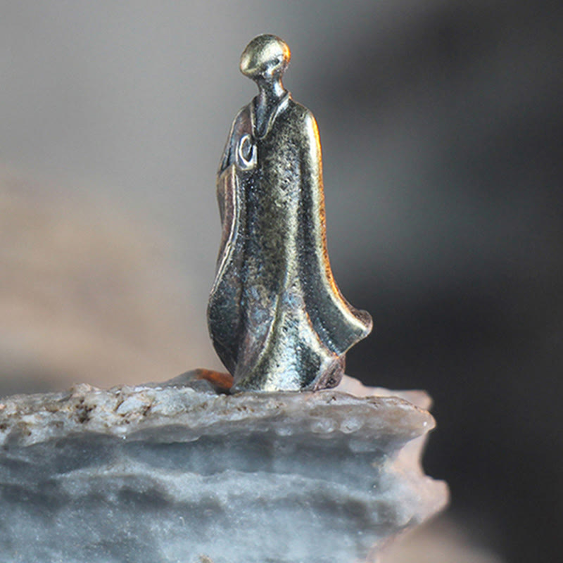 Nimara Ritual Mini Meditation Buddha Metal Monk Serenity Home Decoration