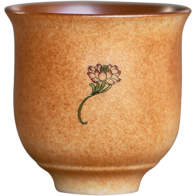 Nimara Ritual Small Dunhuang Frescoes Lotus Ceramic Teacup Kung Fu Tea Cup 90ml