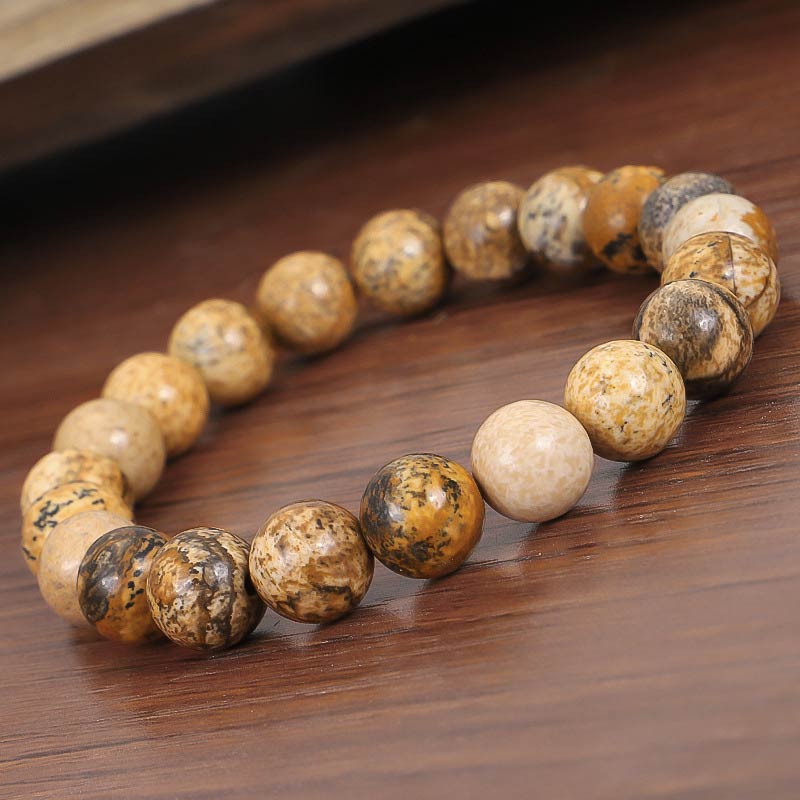Nimara Ritual Tibetan Picture Jasper Positive Lotus Bracelet Set