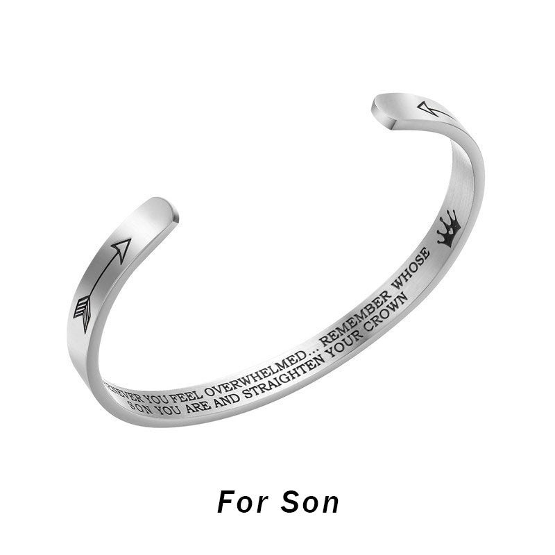 Nimara Ritual Inspirational Bracelets Personalized Gift for Her Him Engraved Mantra Cuff Bangle Crown Jewelry