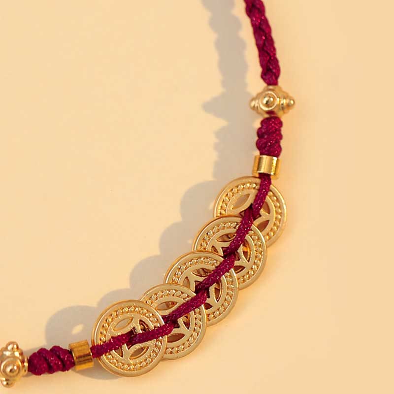 Nimara Ritual Copper Coin Fortune Tree Luck Strength Braided Bracelet