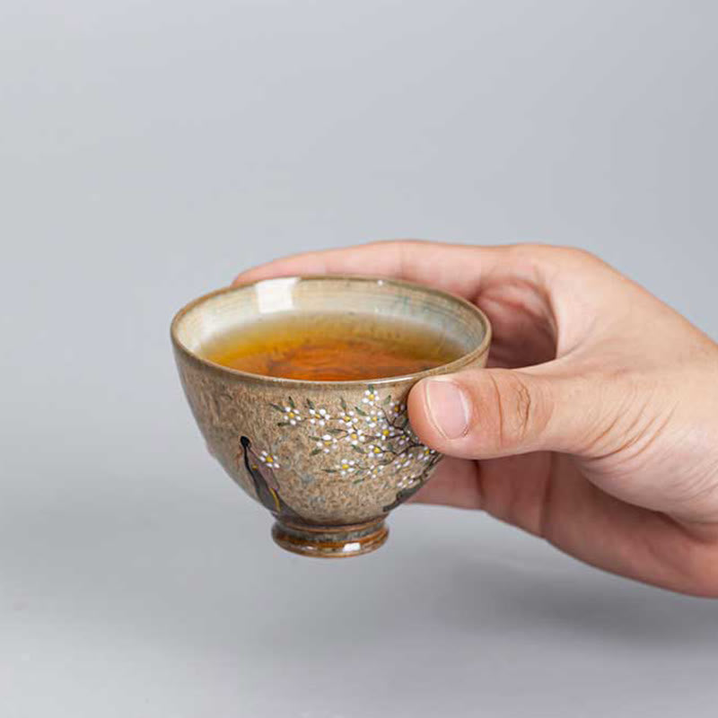 Nimara Ritual Jingdezhen Hand Painted Ru Kiln Porcelain Hanfu Girl Flower Ceramic Teacup Kung Fu Tea Cups